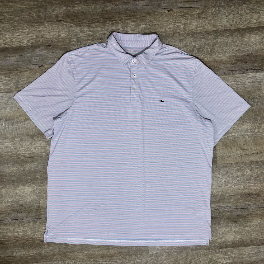 Vineyard Vines Sankaty Polo Red Blue White Stripe Performance XXL